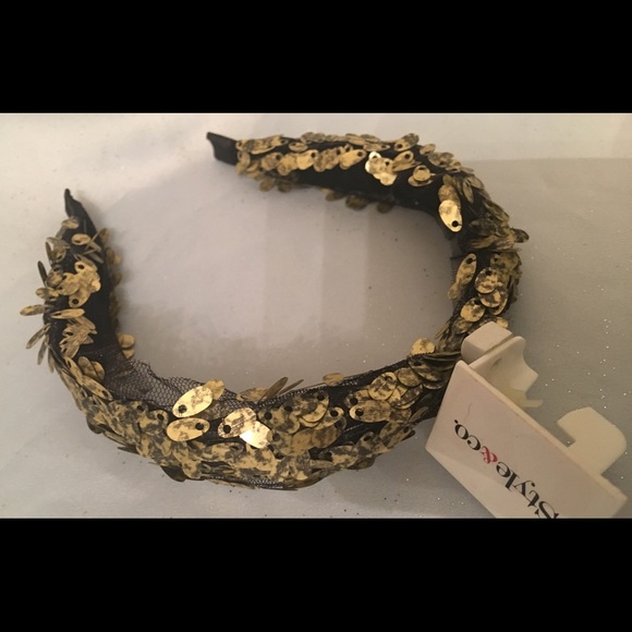 Macy's Style&Co Black And Gold Sequin Headband - Picture 2 of 5